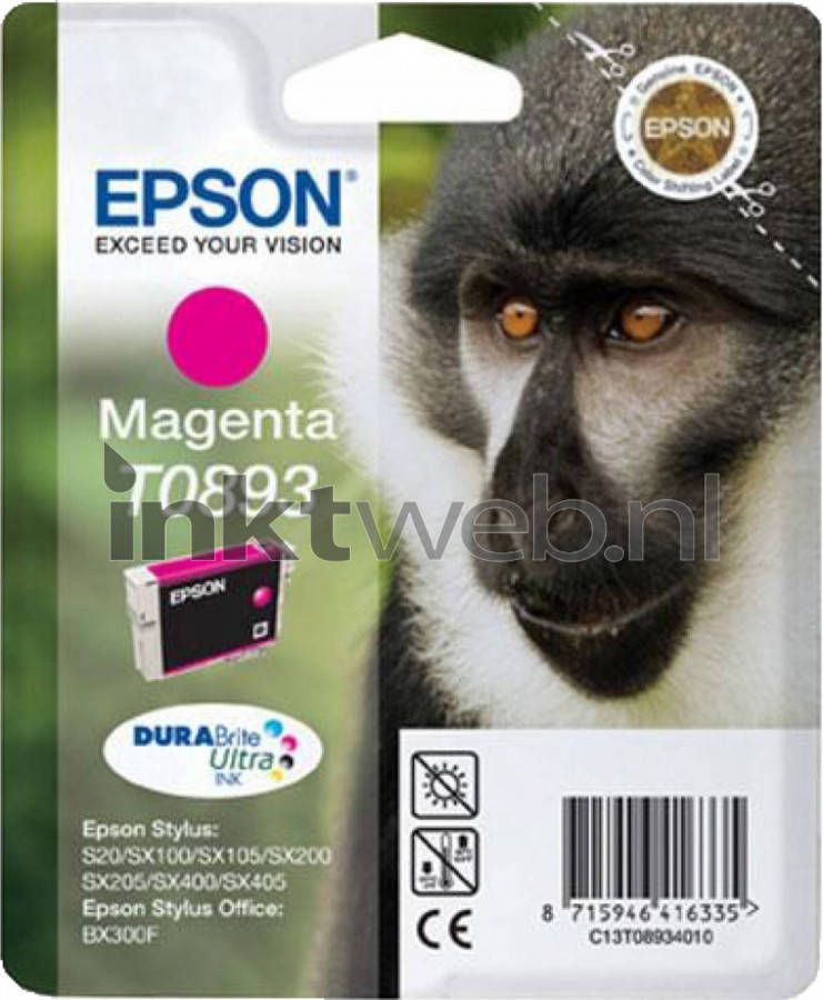 Epson inktcartridge T0893, 135 pagina&apos, s, OEM C13T08934011, magenta online kopen