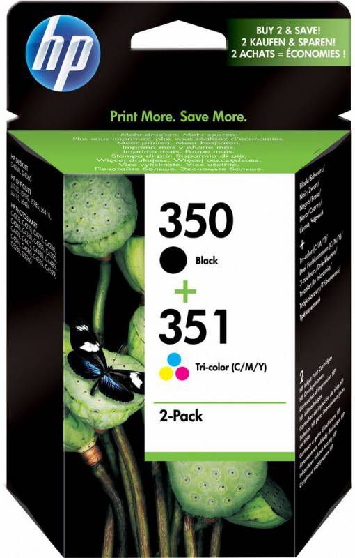 Hp inktcartridge 350 en 351, 200 170 pagina&apos, s, OEM SD412EE#301, 1 x zwart en 1 x 3 kleuren, met beveili online kopen