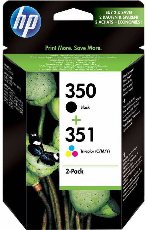 Hp inktcartridge 350 en 351, 200 170 pagina&apos, s, OEM SD412EE#301, 1 x zwart en 1 x 3 kleuren, met beveili online kopen