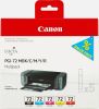 Canon inktcartridge PGI 72, 5 x 14 ml, OEM 6402B009, matzwart, cyaan, magenta, geel en rood online kopen