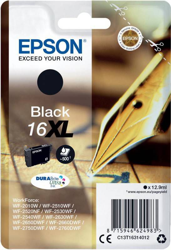 Epson T1631 Inktcartridge XL WorkForce 2000, 2500, 2600 Series Zwart online kopen