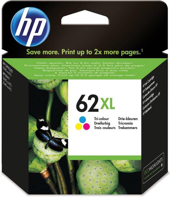 HP 62XL originele high-capacity drie-kleuren inktcartridge  met gratis 2 maanden instant ink online kopen