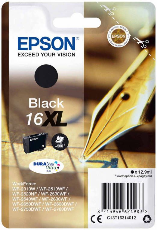 Epson T1631 Inktcartridge XL WorkForce 2000, 2500, 2600 Series Zwart online kopen