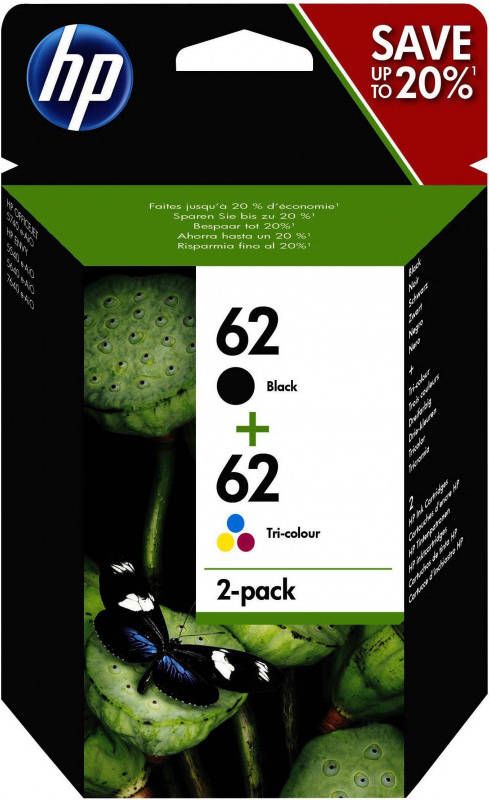 Hp inktcartridge 62, 165 200 pagina&apos, s, OEM N9J71AE, 1 x zwart en 1 x 3 kleuren online kopen